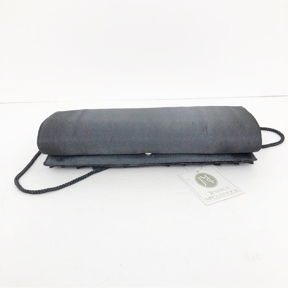 Jessica McClintock gray evening clutch satin purse - Picture 11 of 13